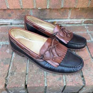 Allen Edmonds Black Brown Real Leather Tassel Nottingham Loafer Shoe Size 11